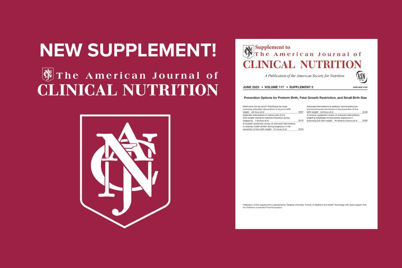 American Journal of Clinical Nutrition Supplement: Prevention